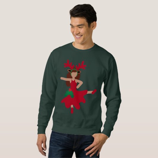 xmas flamenco dancer emoji mannen sweatshirt (Voorkant volledig)