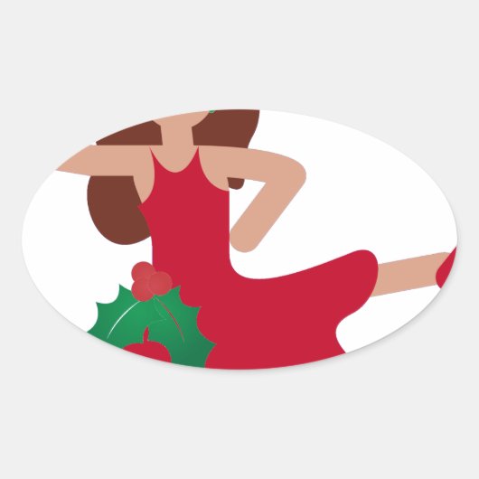 xmas flamenco dancer emoji ovale sticker (Voorkant)