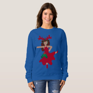 xmas flamenco dancer emoji womens sweatshirt