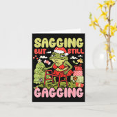 Xmas Funny Frog Meme Christmas Sagging But Still G Kaart (Gele Bloem)