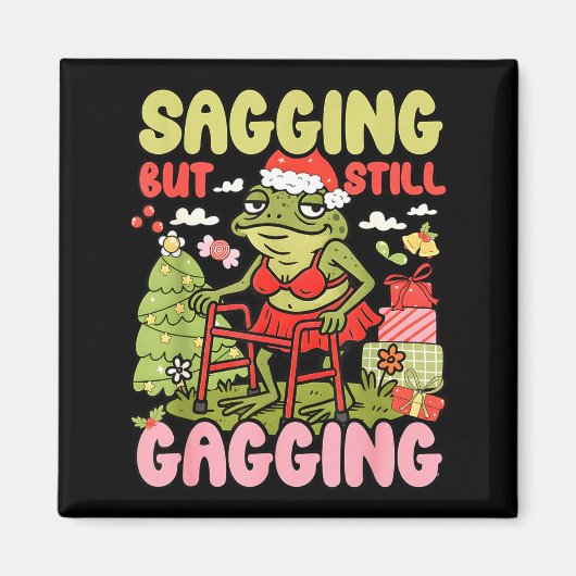 Xmas Funny Frog Meme Christmas Sagging But Still G Magneet (Voorkant)
