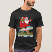 Xmas Funny Santa Claus Riding Rainbow Trout Fish C T-shirt (Voorkant)