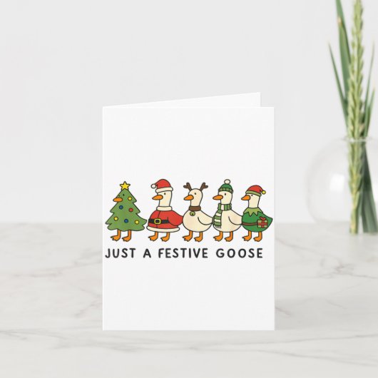 Xmas Funny Silly Goose Christmas Pjs Just A Festiv Kaart (Voorkant)