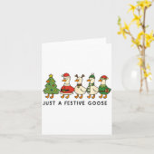 Xmas Funny Silly Goose Christmas Pjs Just A Festiv Kaart (Gele Bloem)