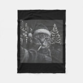 Xmas Funny Smoking Cat Cigarette Kitty Gen Z Meme  Fleece Deken (Voorkant)