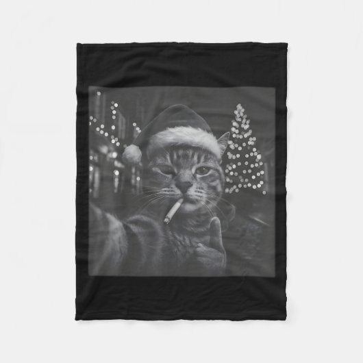 Xmas Funny Smoking Cat Cigarette Kitty Gen Z Meme  Fleece Deken (Voorkant)