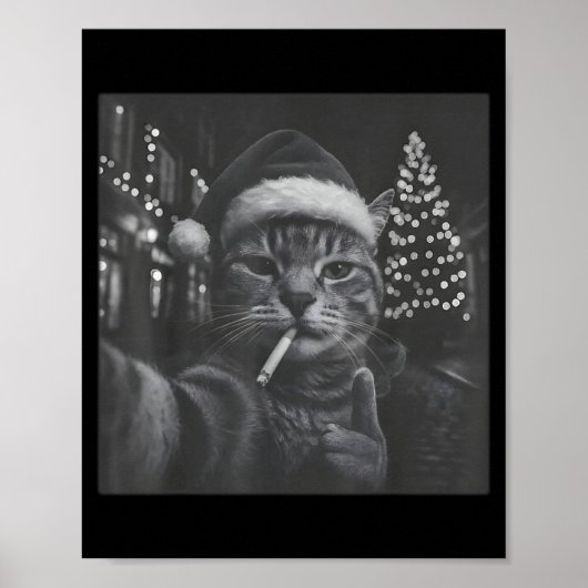 Xmas Funny Smoking Cat Cigarette Kitty Gen Z Meme Poster (Voorkant)