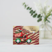 Xmas geeft juwelen Gold Red Zebra Glitter Ethnic Visitekaartje (Staand voorkant)
