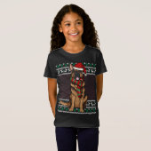 Xmas German Shepherd Dog Santa Hat Ugly Kerstmis T-shirt (Voorkant volledig)