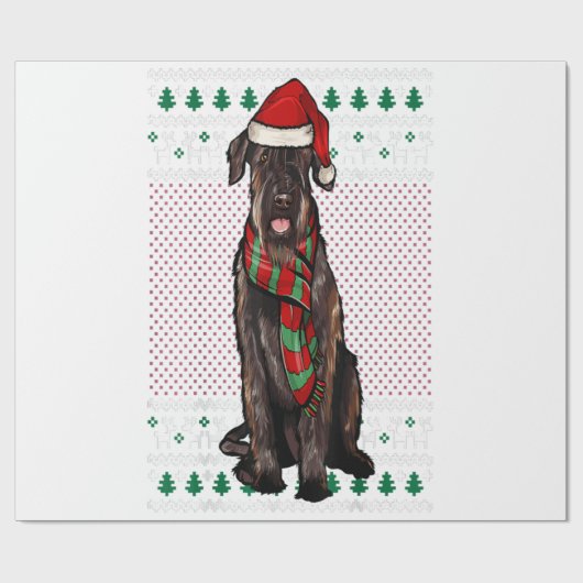 Xmas Giant Schnauzer Dog Santa Hat Ugly Christmas Cadeaupapier (Vlak)