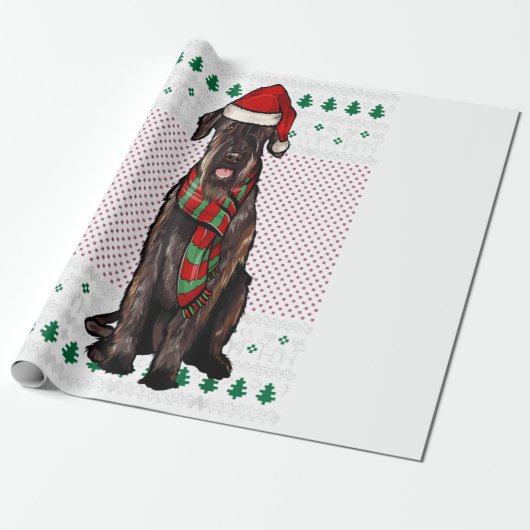 Xmas Giant Schnauzer Dog Santa Hat Ugly Christmas Cadeaupapier (Uitgerold)