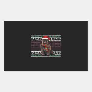 Xmas Giant Schnauzer Dog Santa Hat Ugly Christmas Rechthoekige Sticker