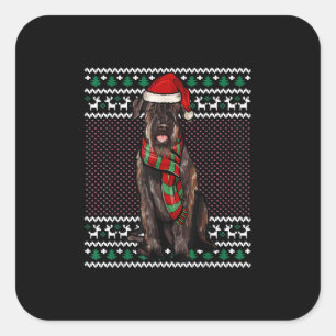 Xmas Giant Schnauzer Dog Santa Hat Ugly Christmas Vierkante Sticker