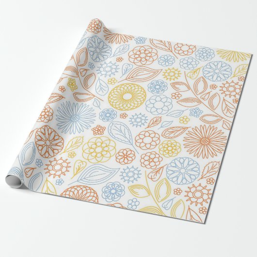 Xmas Gift Abstracte Flowers op White Cadeaupapier (Uitgerold)