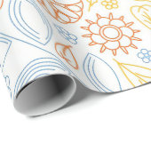 Xmas Gift Abstracte Flowers op White Cadeaupapier (Rol Hoek)