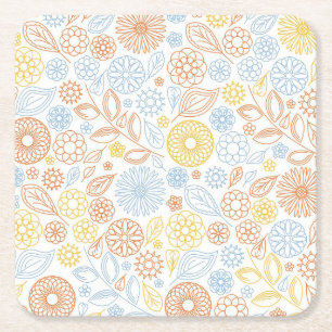 Xmas Gift Abstracte Flowers op White Kartonnen Onderzetters