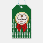 XMAS GIFT BAG green & red numbers editable Cadeaulabel (Voorkant)