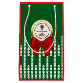 XMAS GIFT BAG green & red numbers editable Klein Cadeauzakje (Voorkant)