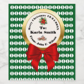 XMAS GIFT BAG green & red numbers editable Wijn Etiket (Enkel label)