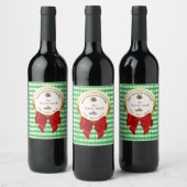 XMAS GIFT BAG green & red numbers editable Wijn Etiket (Flessen)