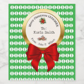 XMAS GIFT BAG green & red numbers editable Wijn Etiket (Enkel label)