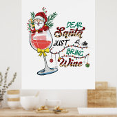Xmas Gift Beste Kerstman, gewoon wijn Poster (Keuken)
