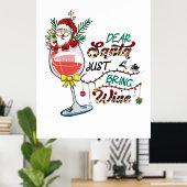 Xmas Gift Beste Kerstman, gewoon wijn Poster (Thuiskantoor)