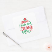 Xmas Gift Beste Kerstman, gewoon wijn Vierkante Sticker (Envelop)