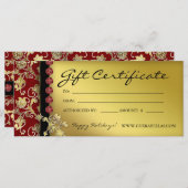 Xmas Gift Certificates Salon Spa Gold Red Floral (Voorkant / Achterkant)