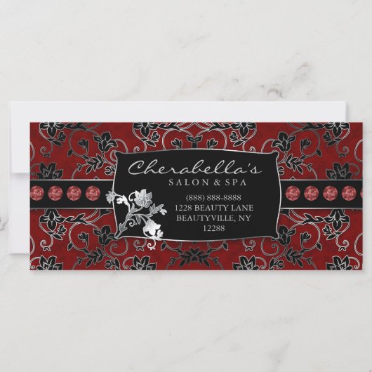 Xmas Gift Certificates Salon Spa Silver Red Floral (Achterkant)