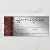 Xmas Gift Certificates Salon Spa Silver Red Floral (Voorkant)