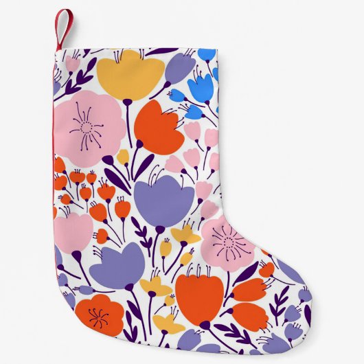 Xmas Gift Colorful en Bright Floral Kleine Kerstsok (Voorkant)
