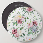 Xmas Gift Creamy White Antiek Roos Ronde Button 6,0 Cm (Voorkant /achterkant)