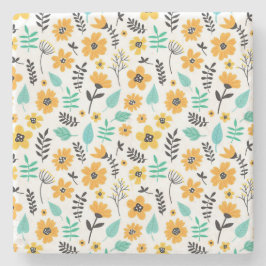 Xmas Gift Cute Hand Drawn Floral Colorful Stenen Onderzetter