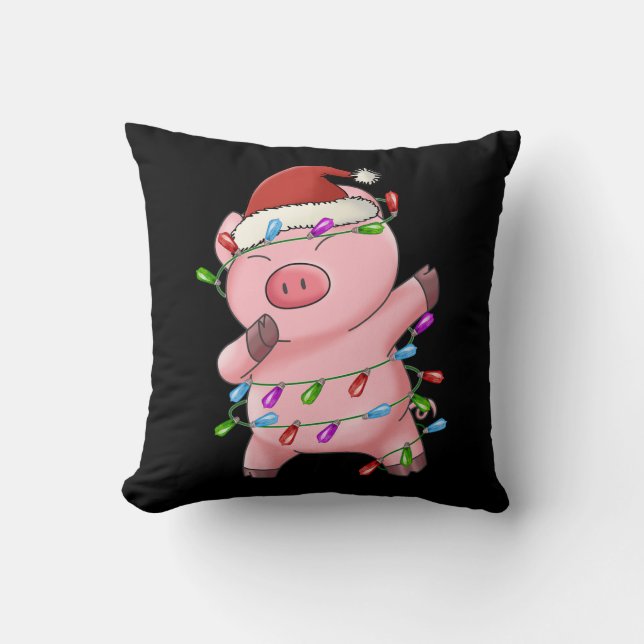 Xmas Gift Dabbing Pig Christmas Kussen (Voorkant)