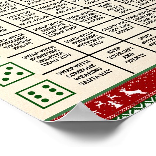 Xmas Gift Exchange Roll Dice Game Ugly Sweater Poster (Hoek)
