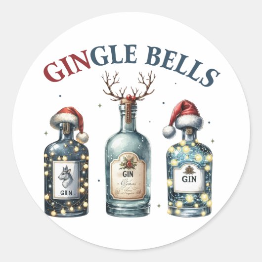 Xmas Gift Gingle Bells Ronde Sticker (Voorkant)