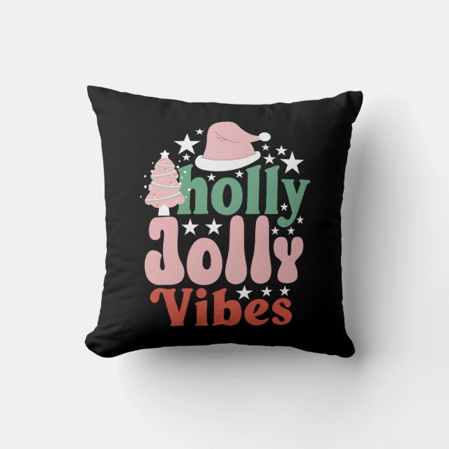 Xmas Gift Holly Jolly Vibes Kussen (Voorkant)