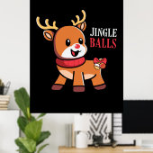 Xmas Gift Jingle Balls Reindeer Poster (Thuiskantoor)