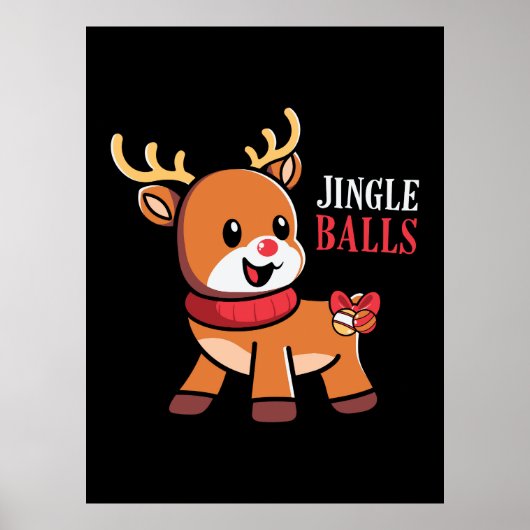 Xmas Gift Jingle Balls Reindeer Poster (Voorkant)