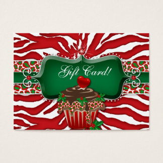 Xmas Gift Kaart Cupcake Zebra Luipaard Hart