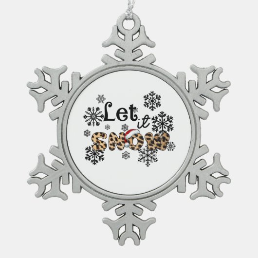 Xmas Gift laat het sneeuwbladertje Tin Sneeuwvlok Ornament (Voorkant)