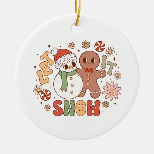 Xmas Gift laat het sneeuwen Keramisch Ornament (Voorkant)