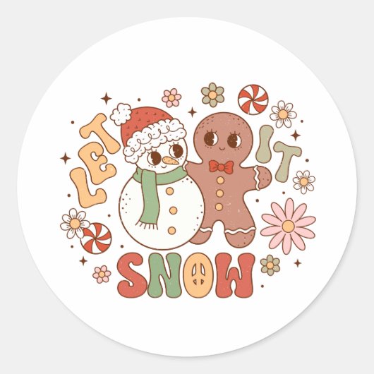 Xmas Gift laat het sneeuwen Ronde Sticker (Voorkant)