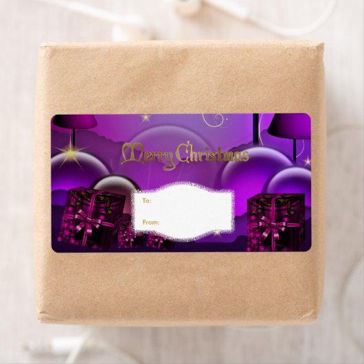 Xmas Gift Label Paarse Wit Kerstmis (Insitu)
