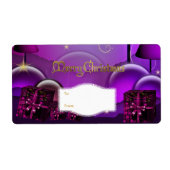 Xmas Gift Label Paarse Wit Kerstmis (Voorkant)