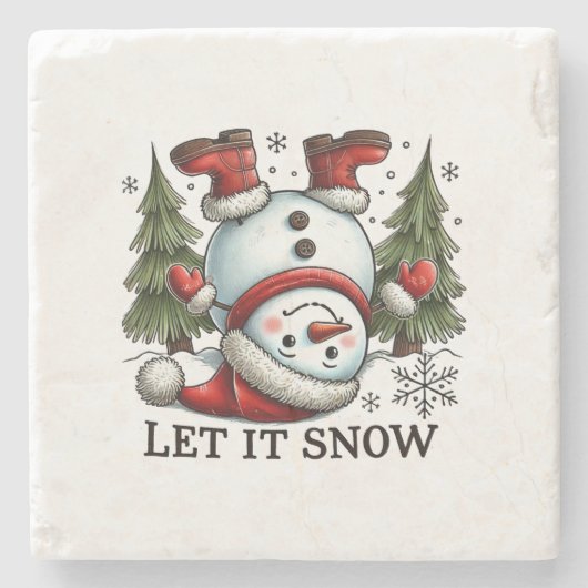 Xmas Gift Let It Snow Man Stenen Onderzetter (Voorkant)