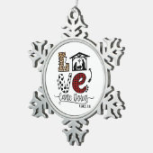 Xmas Gift Love kwam neer Tin Sneeuwvlok Ornament (Rechts)