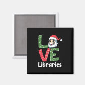 Xmas Gift LOVE Libraries Cute Santa Magneet (Voorkant / Achterkant)