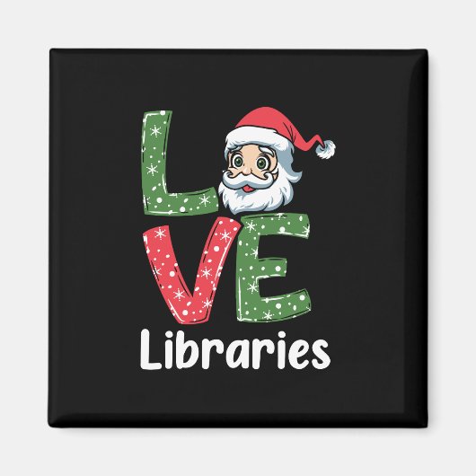 Xmas Gift LOVE Libraries Cute Santa Magneet (Voorkant)